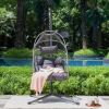 Outdoor Egg Hanging Chair with Stand, Patio Wicker Swing Egg Chair IndoorOutdoor Hammock Egg Chair