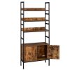 Bookshelf Industrial Bookcase 79x30x182CM with 2 Cabinets 3-Tier Free Standing Open Shelf Display Storage Rack[US-Stock]
