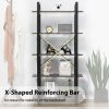 5 Tier Rustic Brown Shelf Wood and Metal Bookcase Vintage Industrial Bookshelf