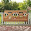 Backyard Cedar Farmhouse Outdoor Porch Swing with Chain, Water Resistant,Person Seating, 600 Lb Weight Capacity,with 4.6 ft.