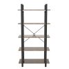 5 Tier Rustic Brown Shelf Wood and Metal Bookcase Vintage Industrial Bookshelf