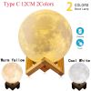 T30 Levitating Moon Lamp Night Light Floating 3D Printing LED Moon Lamp with Wooden Base and Magnetic with 3 Colors